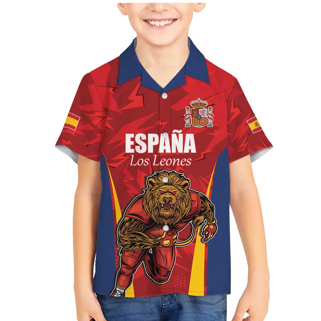 Custom Espana Rugby Spain Family Matching Mermaid Dress and Hawaiian Shirt Lion Mascot Come on Los Leones Red Style