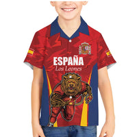 Custom Espana Rugby Spain Family Matching Mermaid Dress and Hawaiian Shirt Lion Mascot Come on Los Leones Red Style