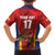 Custom Espana Rugby Spain Family Matching Off The Shoulder Long Sleeve Dress and Hawaiian Shirt Lion Mascot Come on Los Leones Red Style