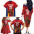 Custom Espana Rugby Spain Family Matching Off The Shoulder Long Sleeve Dress and Hawaiian Shirt Lion Mascot Come on Los Leones Red Style