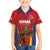 Custom Espana Rugby Spain Family Matching Off The Shoulder Long Sleeve Dress and Hawaiian Shirt Lion Mascot Come on Los Leones Red Style