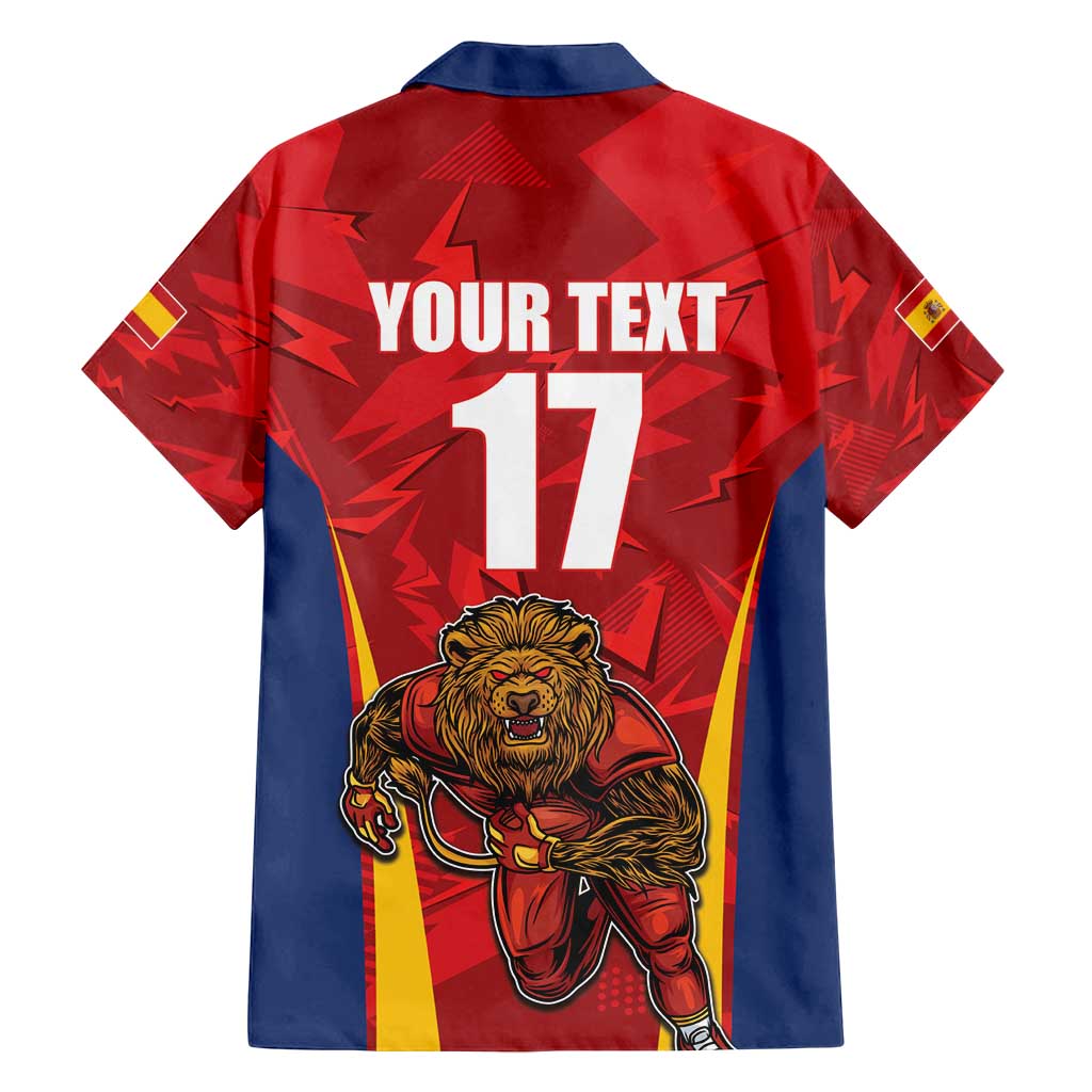 Custom Espana Rugby Spain Family Matching Puletasi and Hawaiian Shirt Lion Mascot Come on Los Leones Red Style
