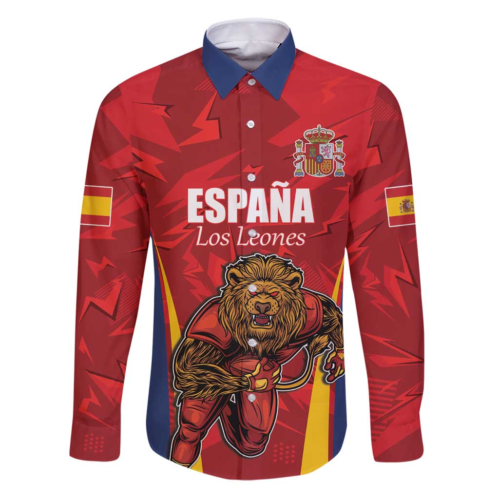 Custom Espana Rugby Spain Family Matching Puletasi and Hawaiian Shirt Lion Mascot Come on Los Leones Red Style
