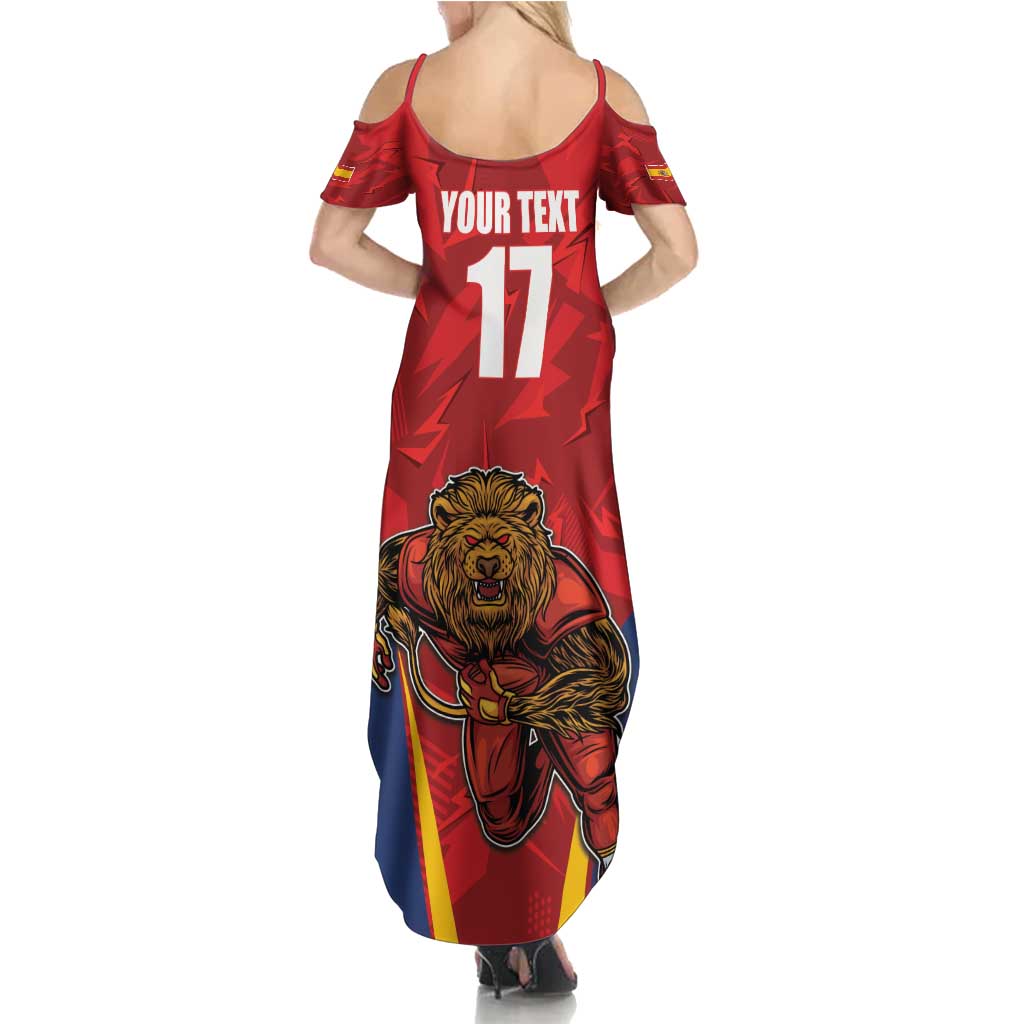 Custom Espana Rugby Spain Family Matching Summer Maxi Dress and Hawaiian Shirt Lion Mascot Come on Los Leones Red Style