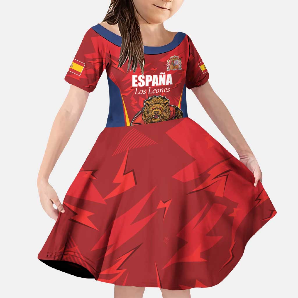 Custom Espana Rugby Spain Family Matching Tank Maxi Dress and Hawaiian Shirt Lion Mascot Come on Los Leones Red Style