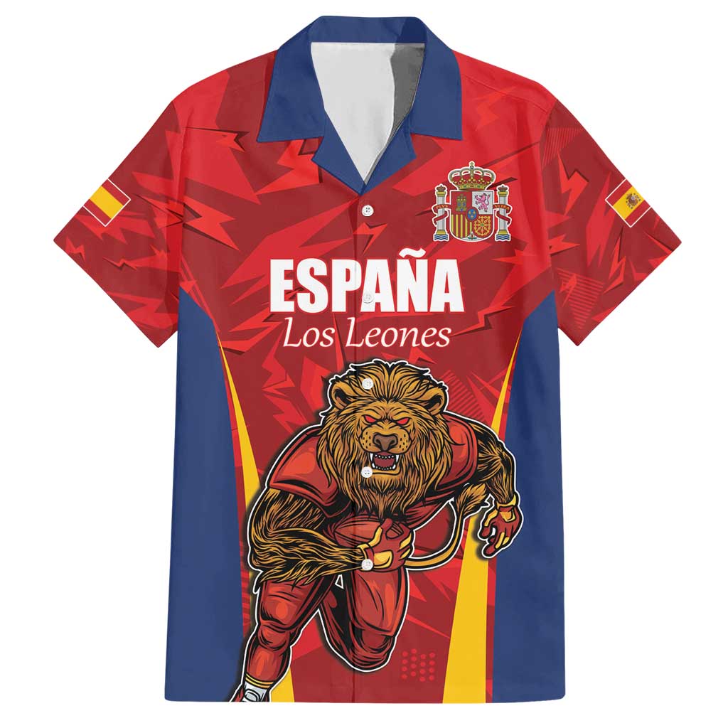 Custom Espana Rugby Spain Hawaiian Shirt Lion Mascot Come on Los Leones Red Style