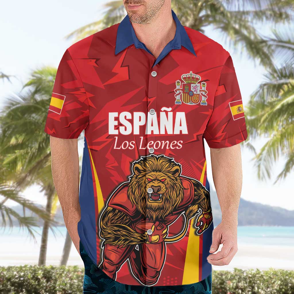 Custom Espana Rugby Spain Hawaiian Shirt Lion Mascot Come on Los Leones Red Style