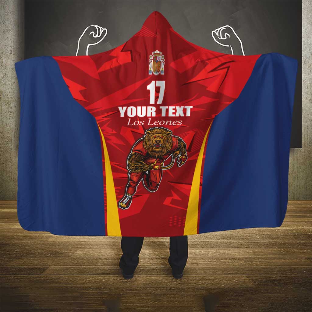 Custom Espana Rugby Spain Hooded Blanket Lion Mascot Come on Los Leones Red Style