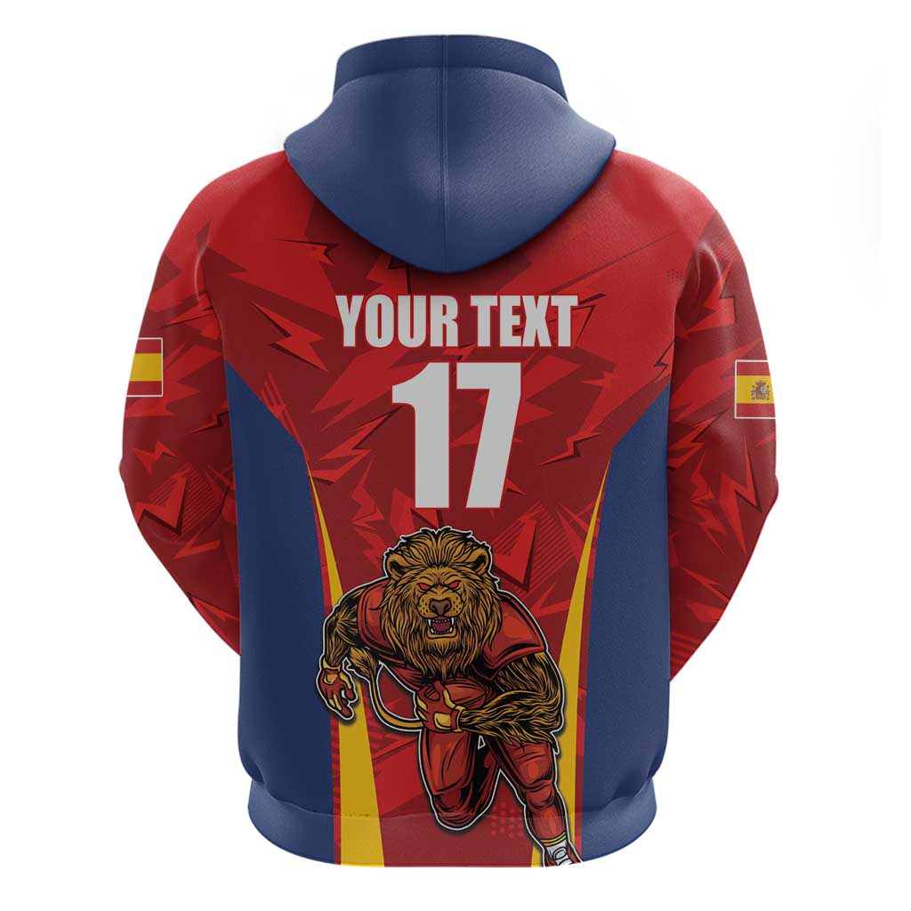 Custom Espana Rugby Spain Hoodie Lion Mascot Come on Los Leones Red Style