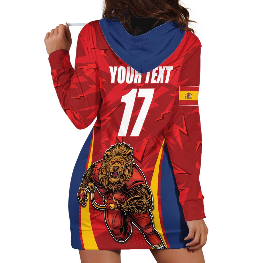 Custom Espana Rugby Spain Hoodie Dress Lion Mascot Come on Los Leones Red Style