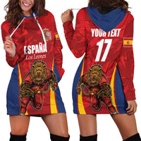 Custom Espana Rugby Spain Hoodie Dress Lion Mascot Come on Los Leones Red Style