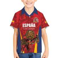 Custom Espana Rugby Spain Kid Hawaiian Shirt Lion Mascot Come on Los Leones Red Style