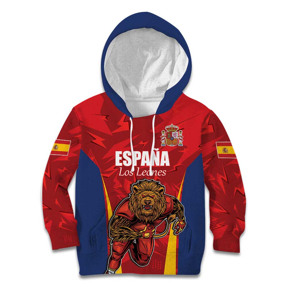 Custom Espana Rugby Spain Kid Hoodie Lion Mascot Come on Los Leones Red Style