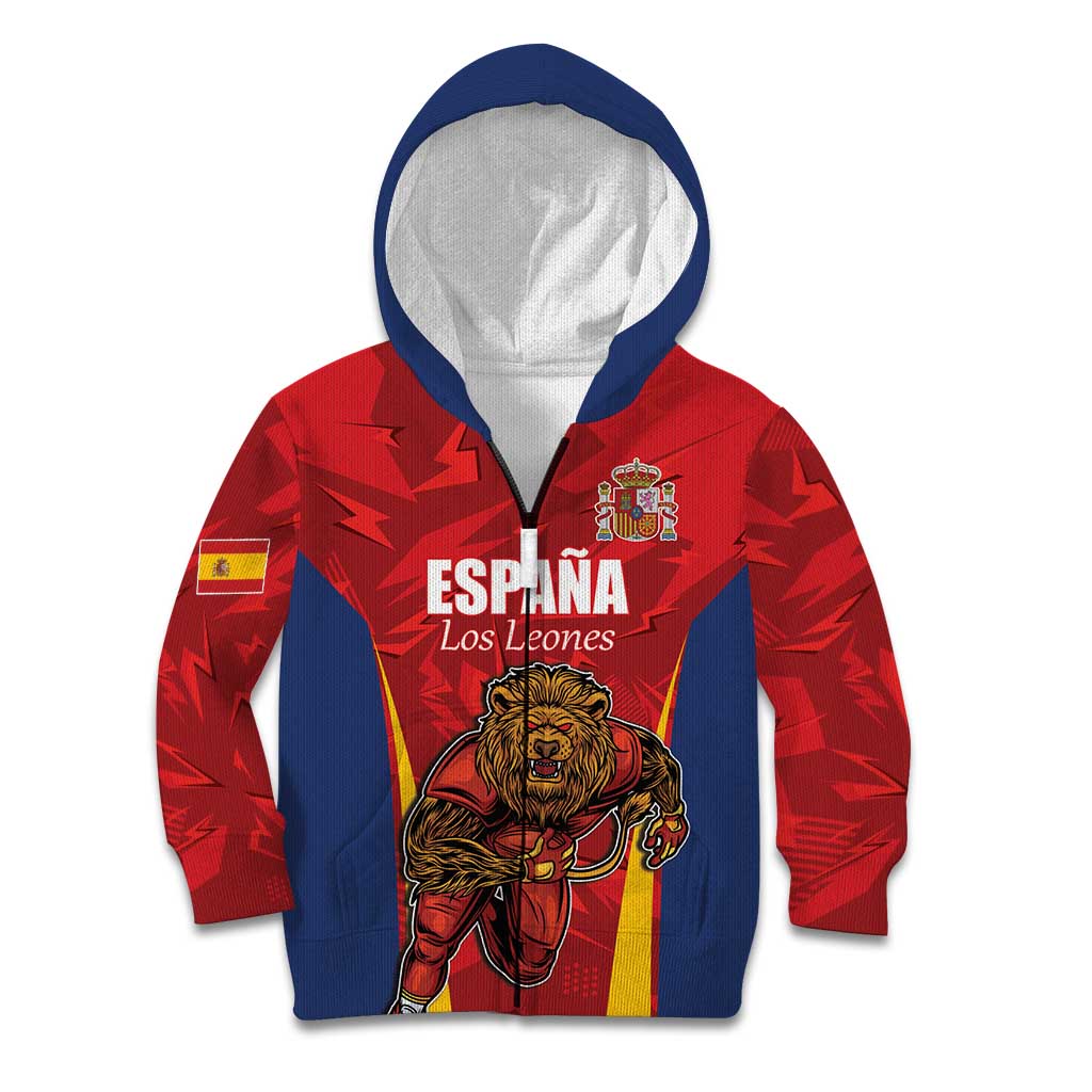 Custom Espana Rugby Spain Kid Hoodie Lion Mascot Come on Los Leones Red Style