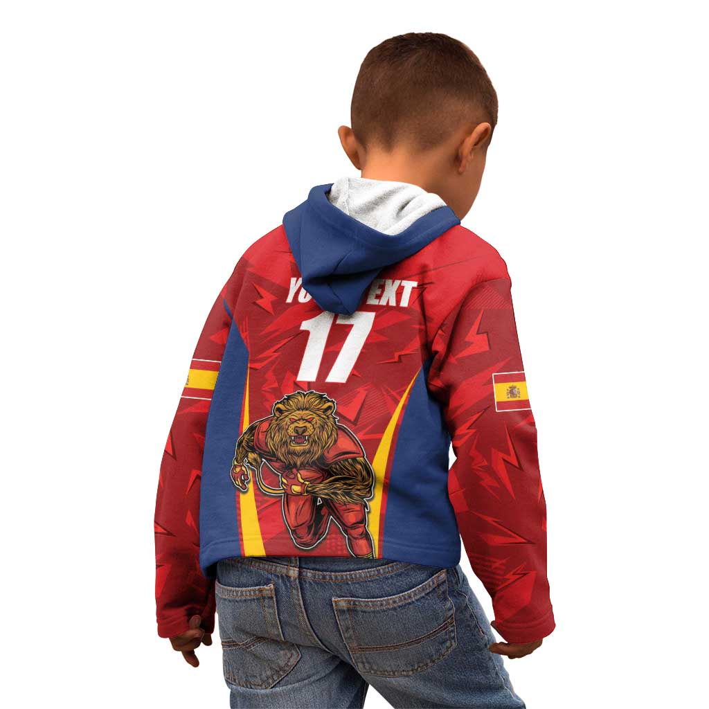 Custom Espana Rugby Spain Kid Hoodie Lion Mascot Come on Los Leones Red Style