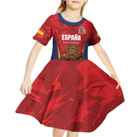 Custom Espana Rugby Spain Kid Short Sleeve Dress Lion Mascot Come on Los Leones Red Style
