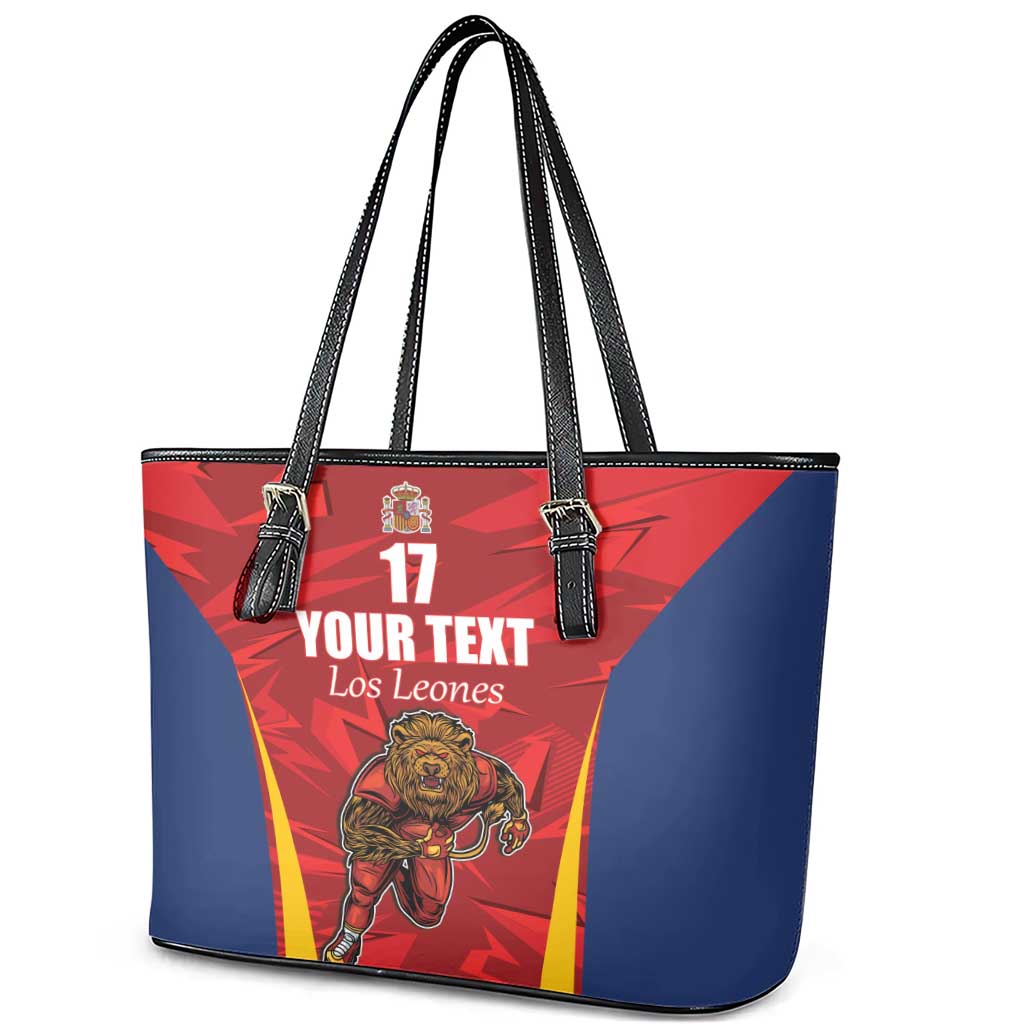 Custom Espana Rugby Spain Leather Tote Bag Lion Mascot Come on Los Leones Red Style
