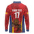 Custom Espana Rugby Spain Long Sleeve Polo Shirt Lion Mascot Come on Los Leones Red Style