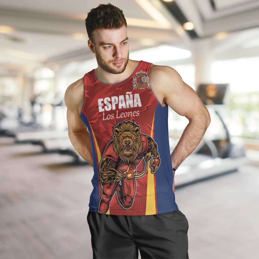 Custom Espana Rugby Spain Men Tank Top Lion Mascot Come on Los Leones Red Style