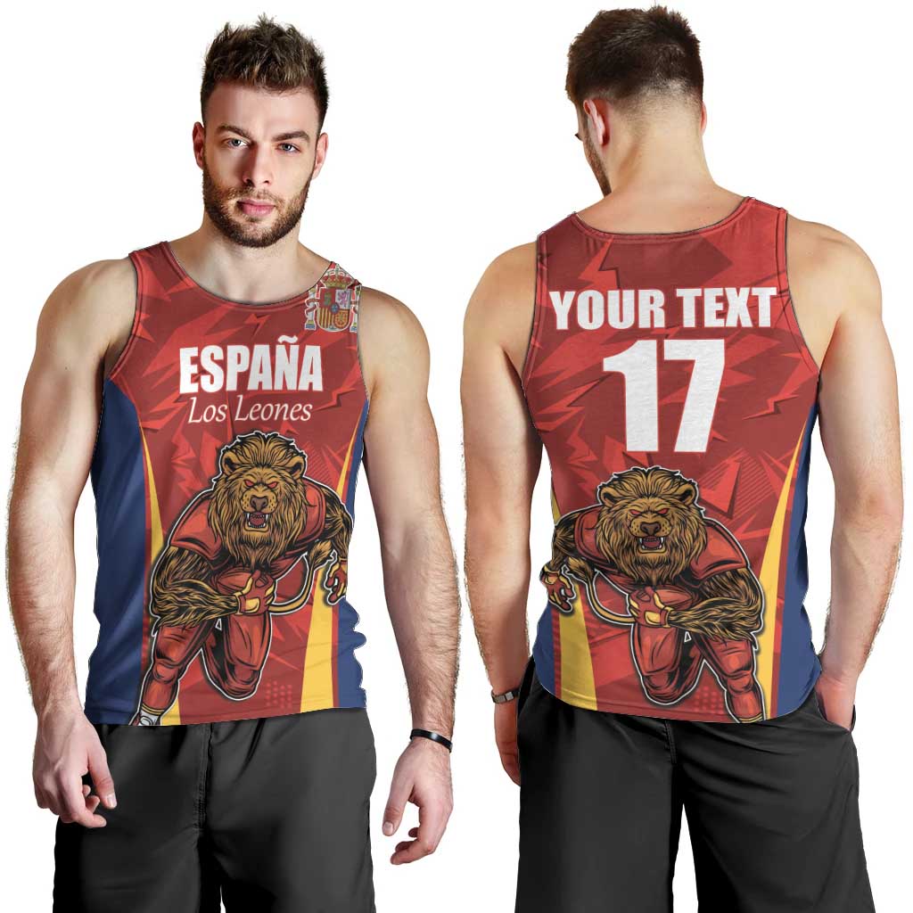 Custom Espana Rugby Spain Men Tank Top Lion Mascot Come on Los Leones Red Style