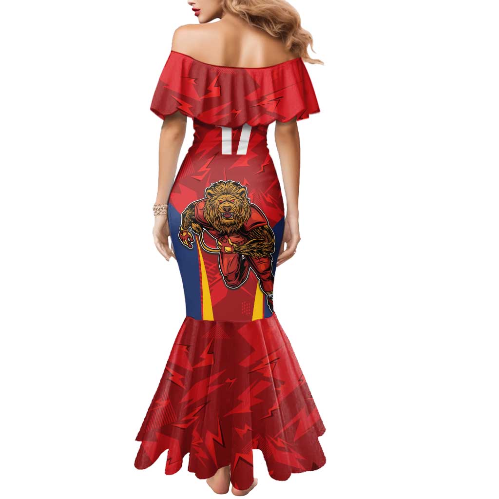 Custom Espana Rugby Spain Mermaid Dress Lion Mascot Come on Los Leones Red Style