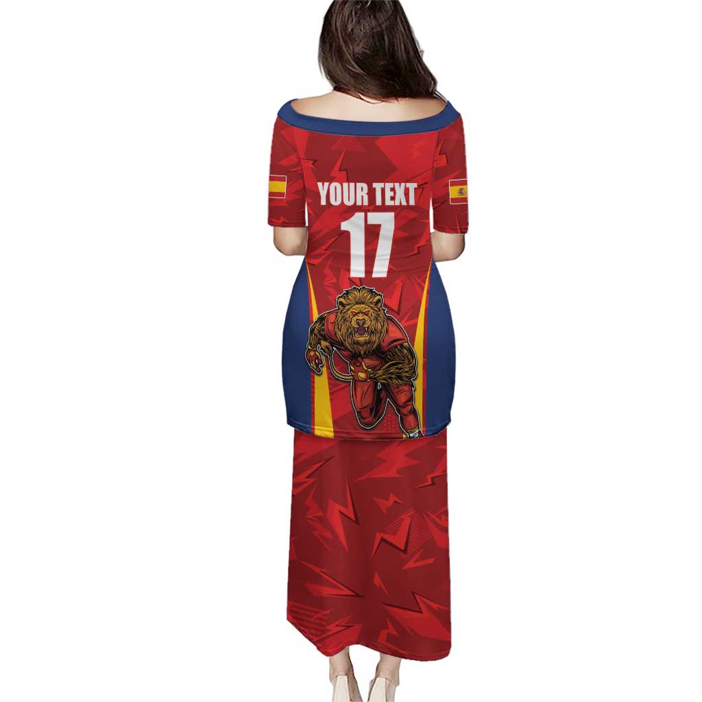 Custom Espana Rugby Spain Puletasi Lion Mascot Come on Los Leones Red Style