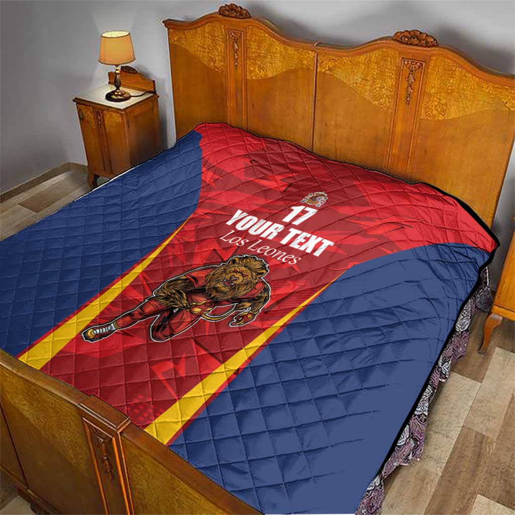 Custom Espana Rugby Spain Quilt Lion Mascot Come on Los Leones Red Style