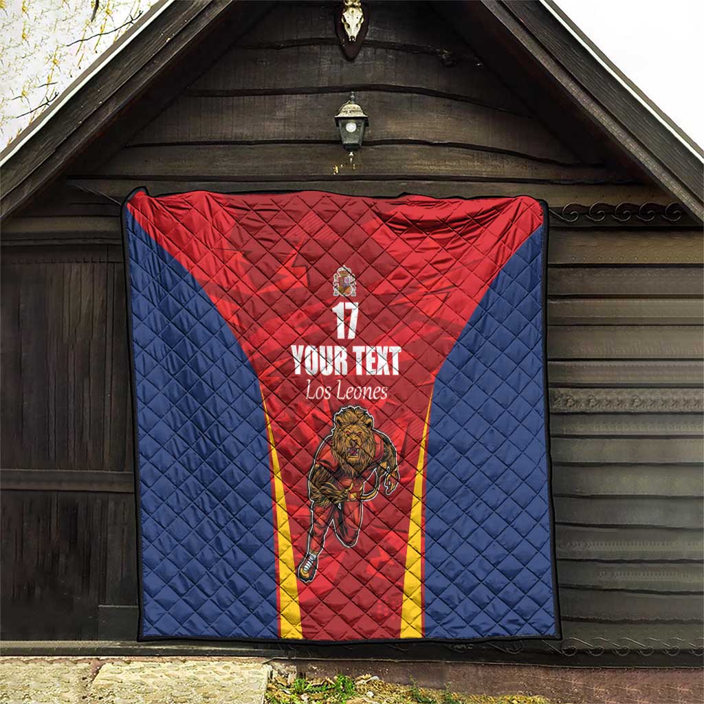 Custom Espana Rugby Spain Quilt Lion Mascot Come on Los Leones Red Style