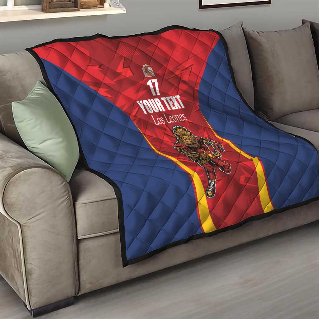 Custom Espana Rugby Spain Quilt Lion Mascot Come on Los Leones Red Style