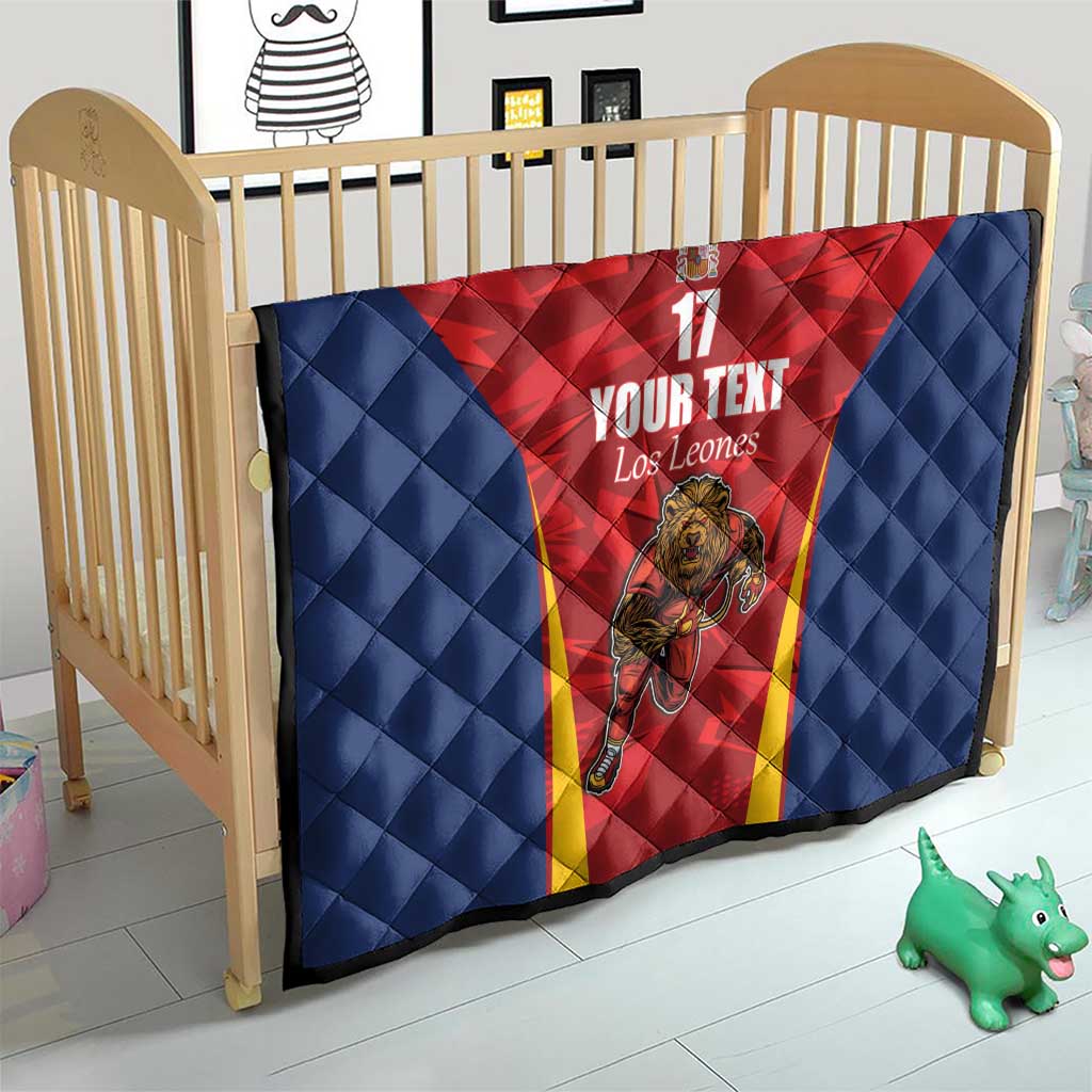 Custom Espana Rugby Spain Quilt Lion Mascot Come on Los Leones Red Style