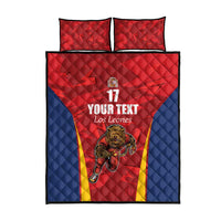 Custom Espana Rugby Spain Quilt Bed Set Lion Mascot Come on Los Leones Red Style