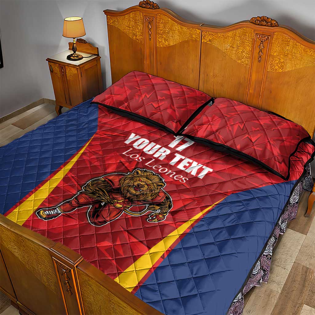 Custom Espana Rugby Spain Quilt Bed Set Lion Mascot Come on Los Leones Red Style