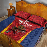 Custom Espana Rugby Spain Quilt Bed Set Lion Mascot Come on Los Leones Red Style