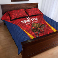 Custom Espana Rugby Spain Quilt Bed Set Lion Mascot Come on Los Leones Red Style