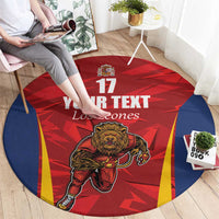 Custom Espana Rugby Spain Round Carpet Lion Mascot Come on Los Leones Red Style