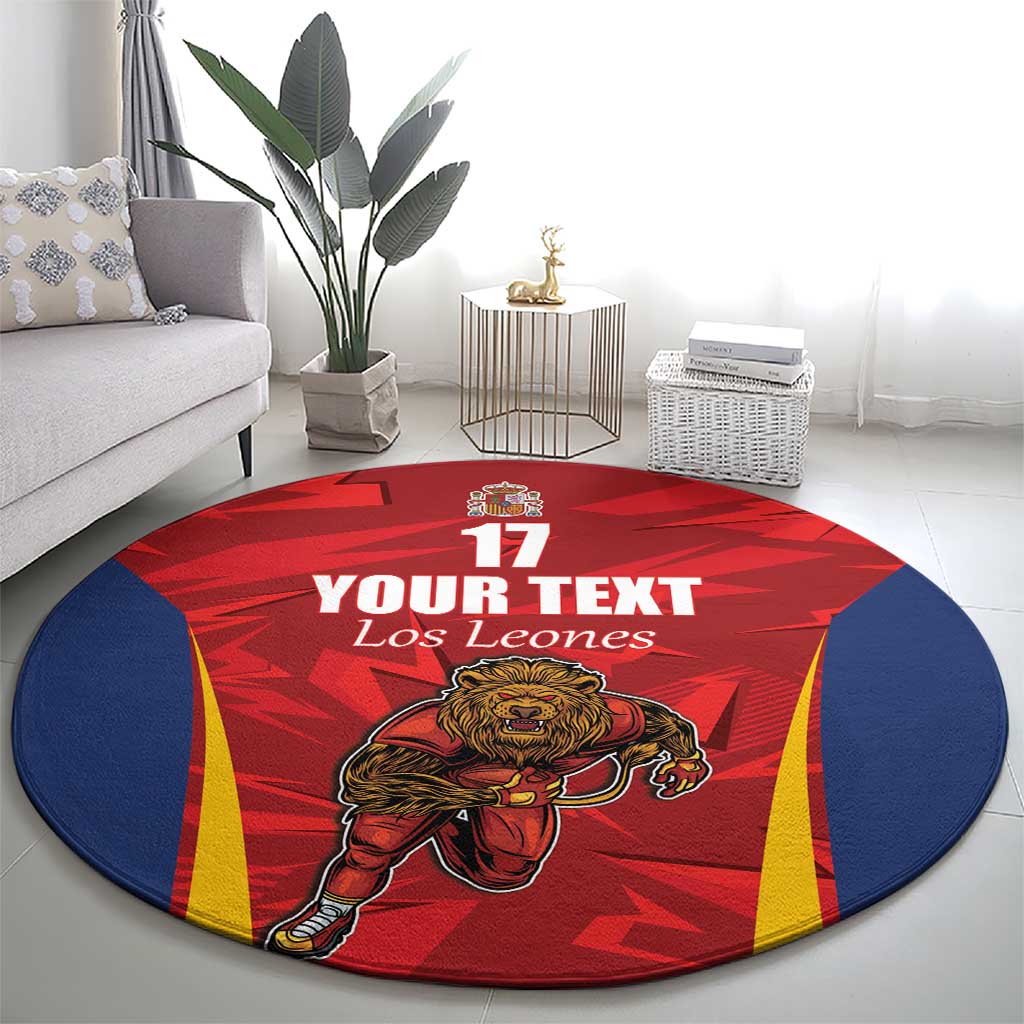 Custom Espana Rugby Spain Round Carpet Lion Mascot Come on Los Leones Red Style