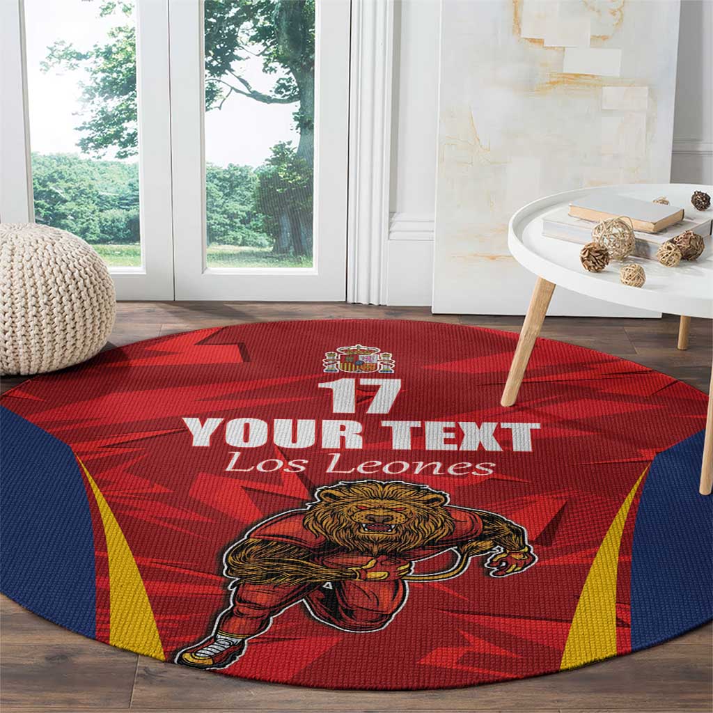 Custom Espana Rugby Spain Round Carpet Lion Mascot Come on Los Leones Red Style