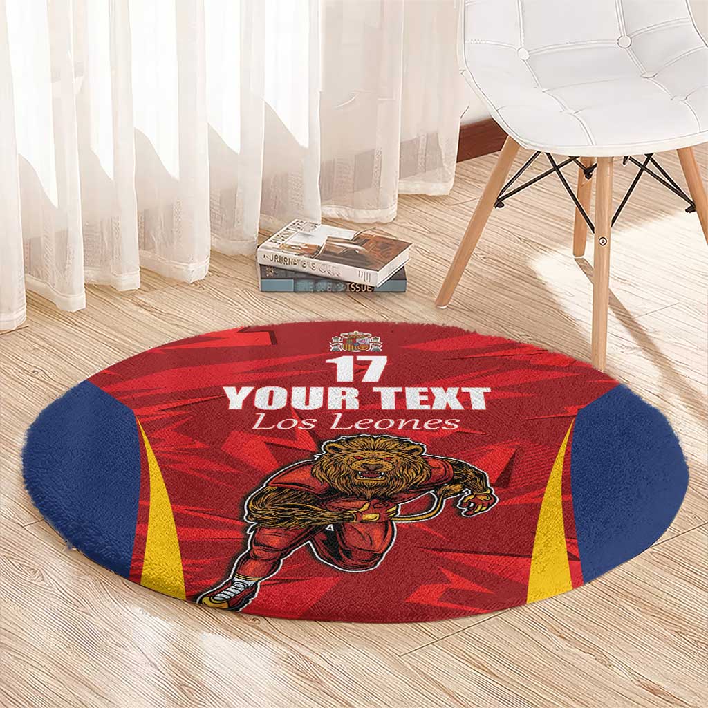 Custom Espana Rugby Spain Round Carpet Lion Mascot Come on Los Leones Red Style