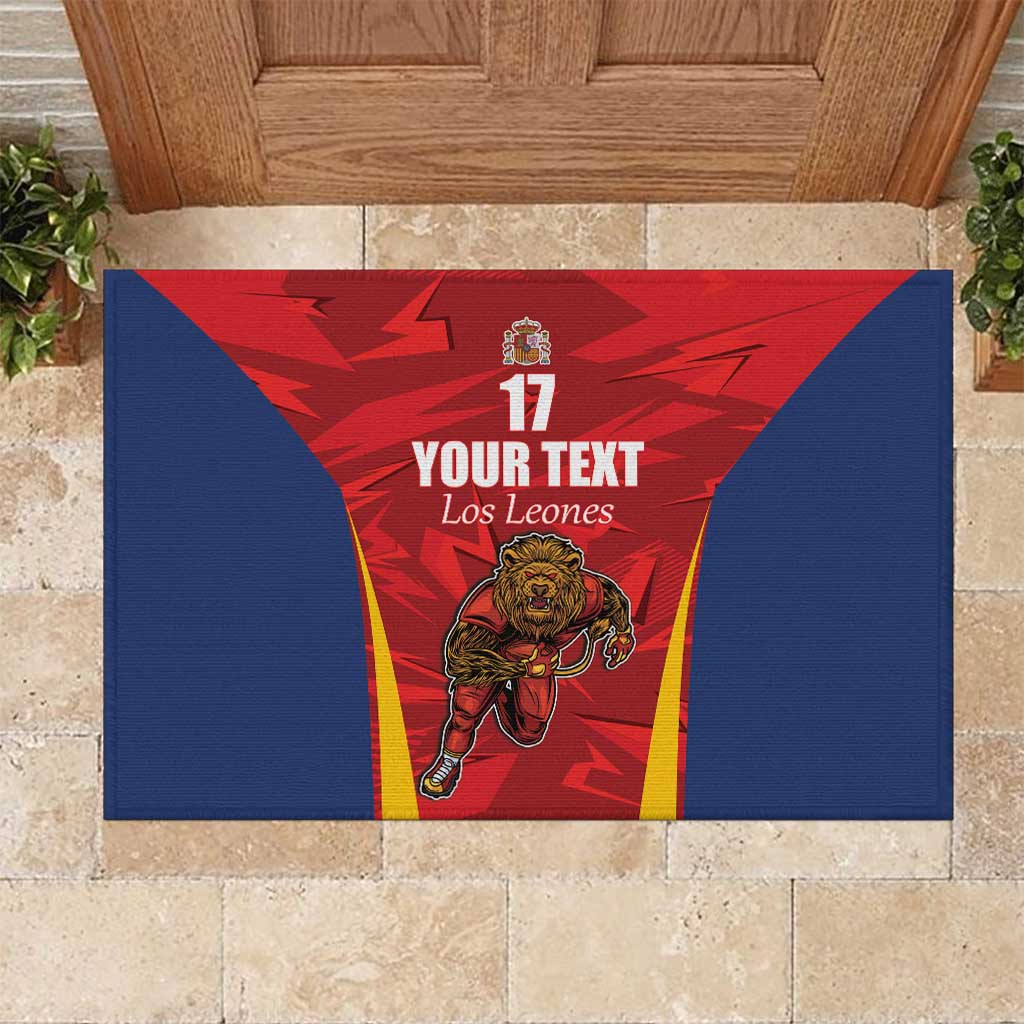 Custom Espana Rugby Spain Rubber Doormat Lion Mascot Come on Los Leones Red Style