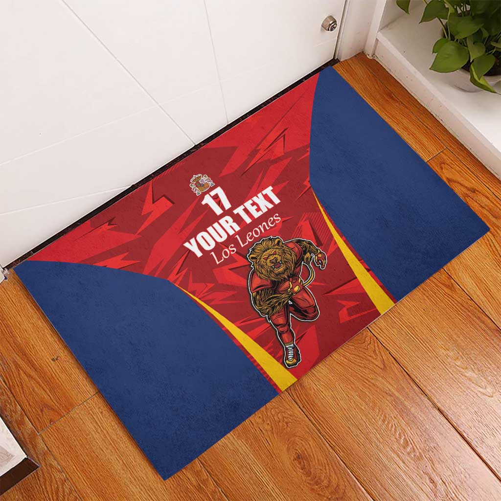 Custom Espana Rugby Spain Rubber Doormat Lion Mascot Come on Los Leones Red Style