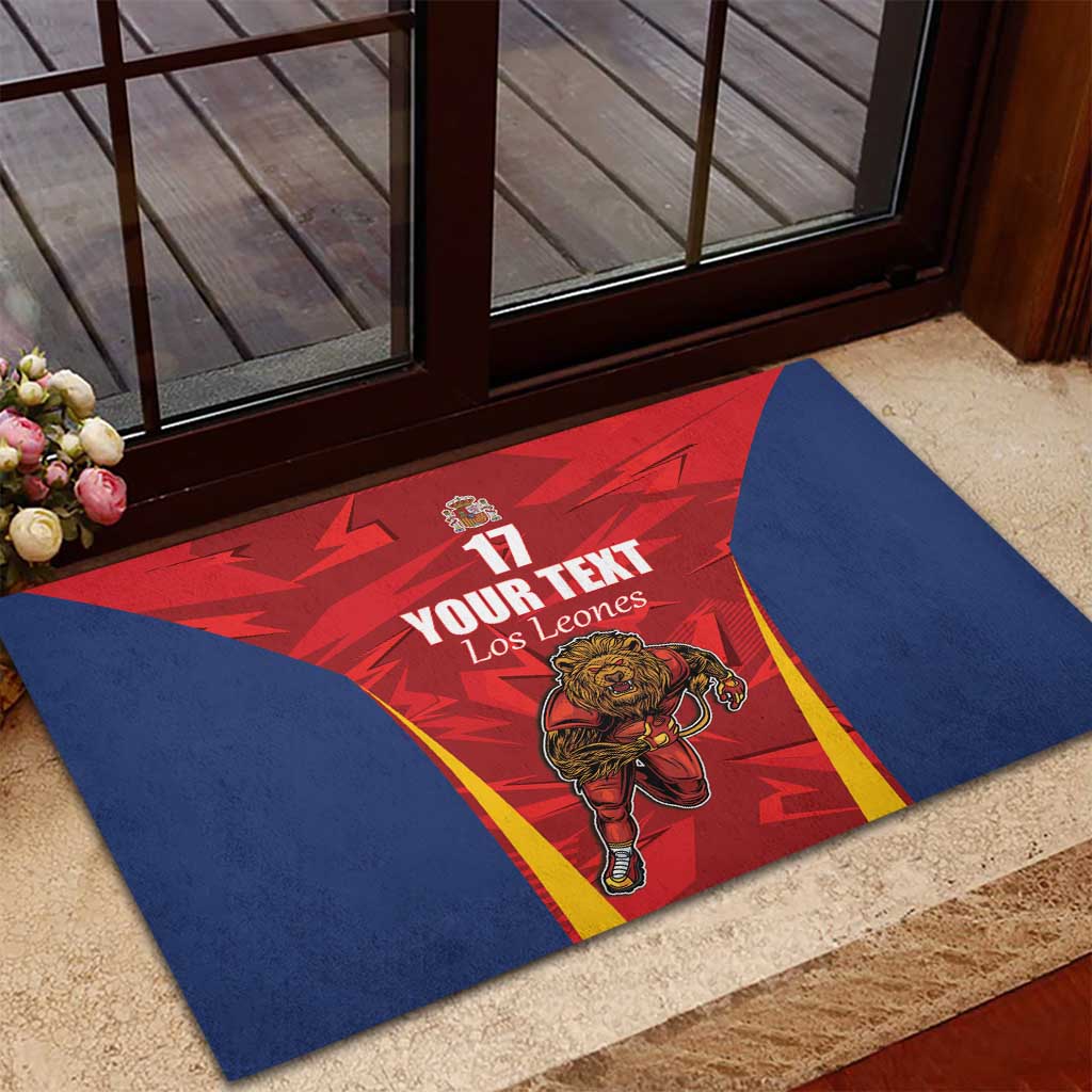 Custom Espana Rugby Spain Rubber Doormat Lion Mascot Come on Los Leones Red Style