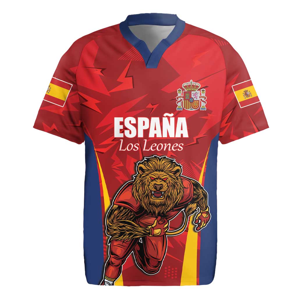 Custom Espana Rugby Spain Rugby Jersey Lion Mascot Come on Los Leones Red Style