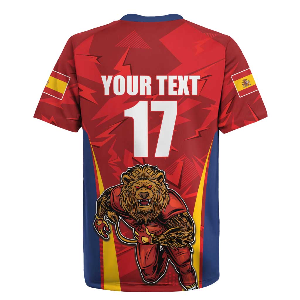 Custom Espana Rugby Spain Rugby Jersey Lion Mascot Come on Los Leones Red Style