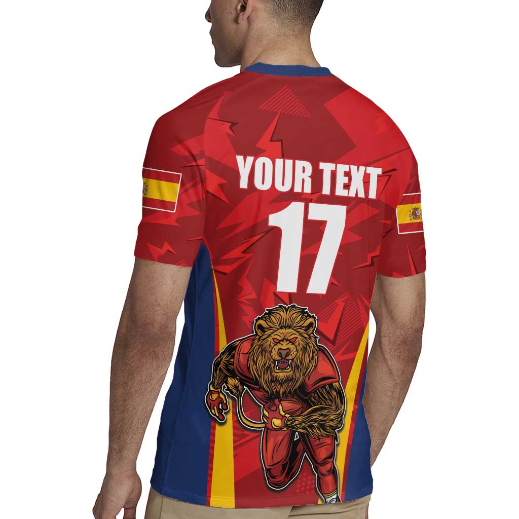 Custom Espana Rugby Spain Rugby Jersey Lion Mascot Come on Los Leones Red Style
