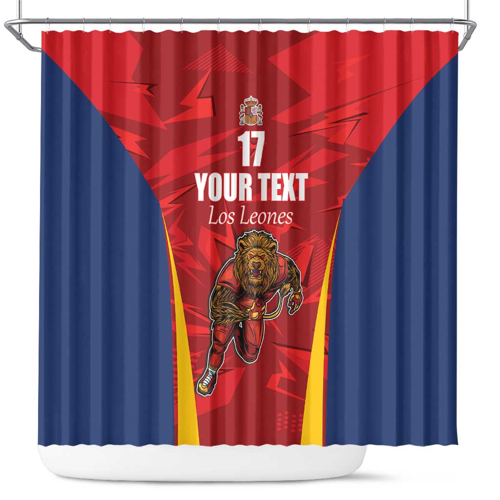Custom Espana Rugby Spain Shower Curtain Lion Mascot Come on Los Leones Red Style