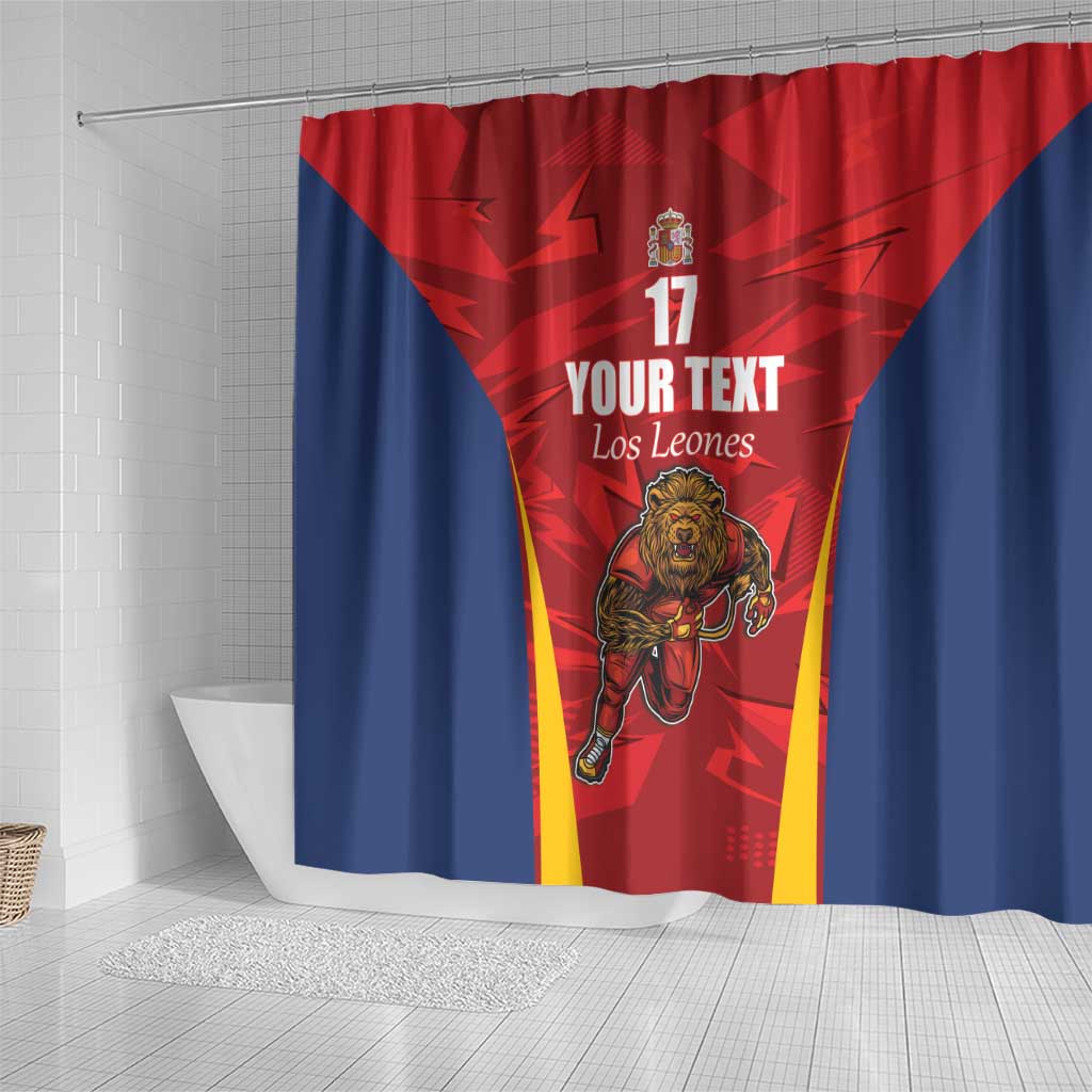 Custom Espana Rugby Spain Shower Curtain Lion Mascot Come on Los Leones Red Style