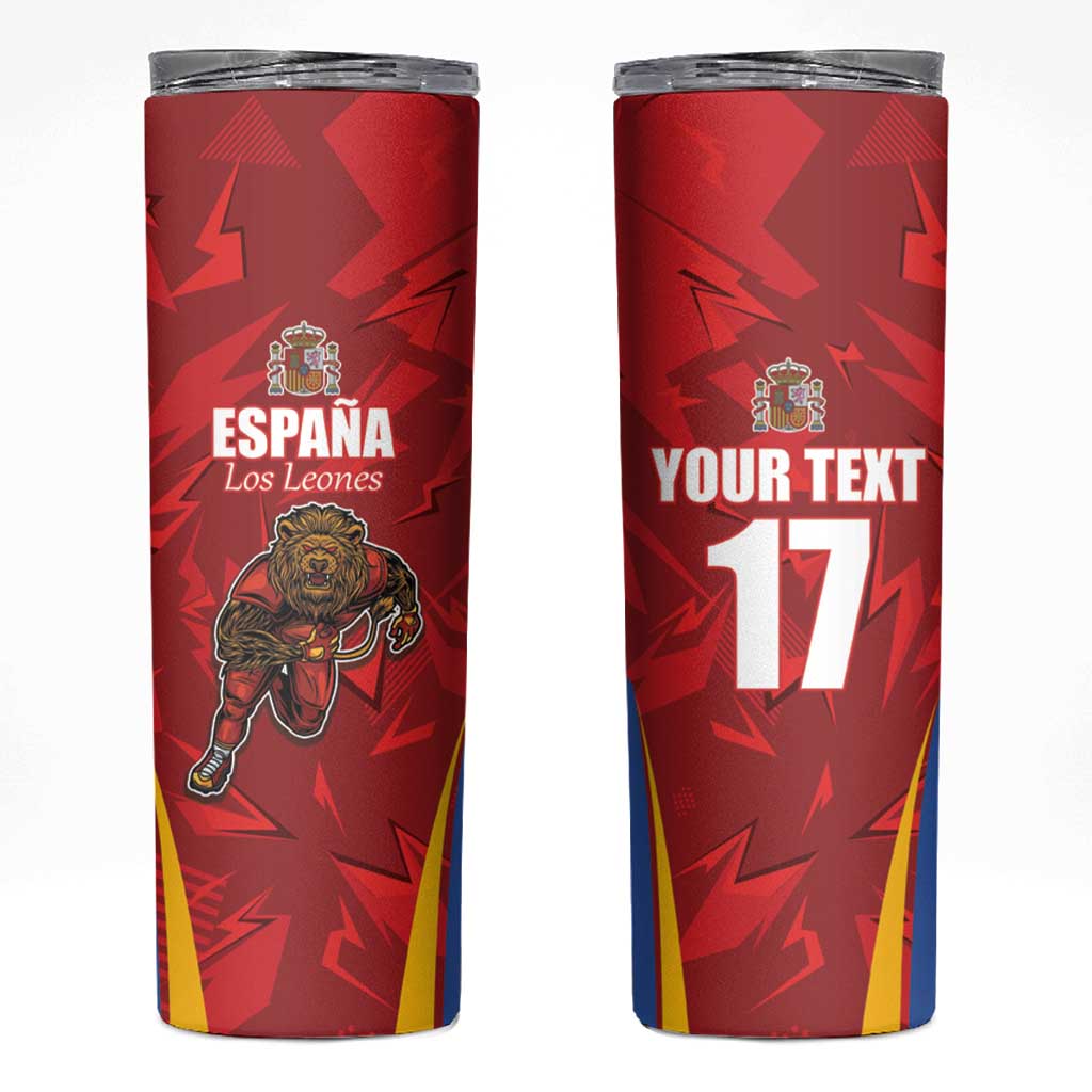 Custom Espana Rugby Spain Skinny Tumbler Lion Mascot Come on Los Leones Red Style