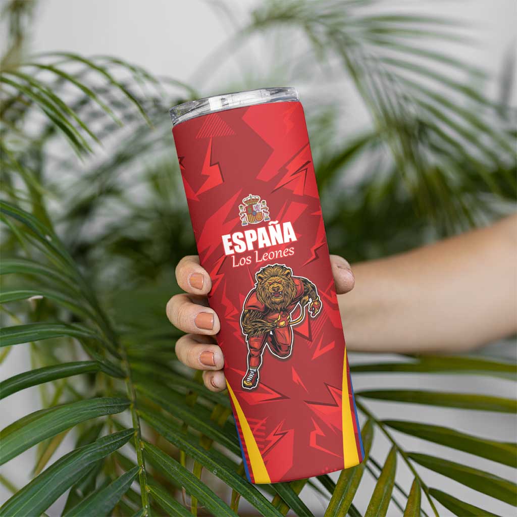 Custom Espana Rugby Spain Skinny Tumbler Lion Mascot Come on Los Leones Red Style