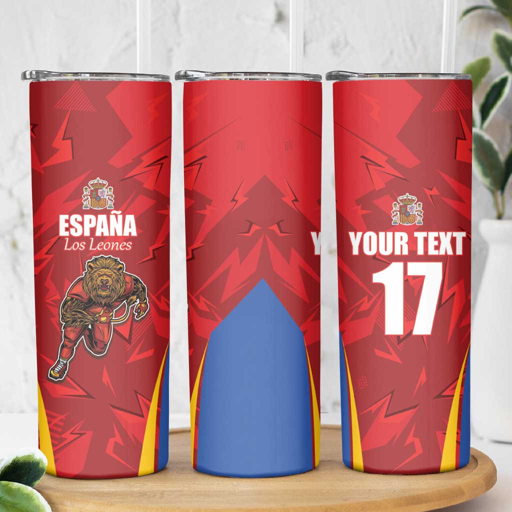 Custom Espana Rugby Spain Skinny Tumbler Lion Mascot Come on Los Leones Red Style
