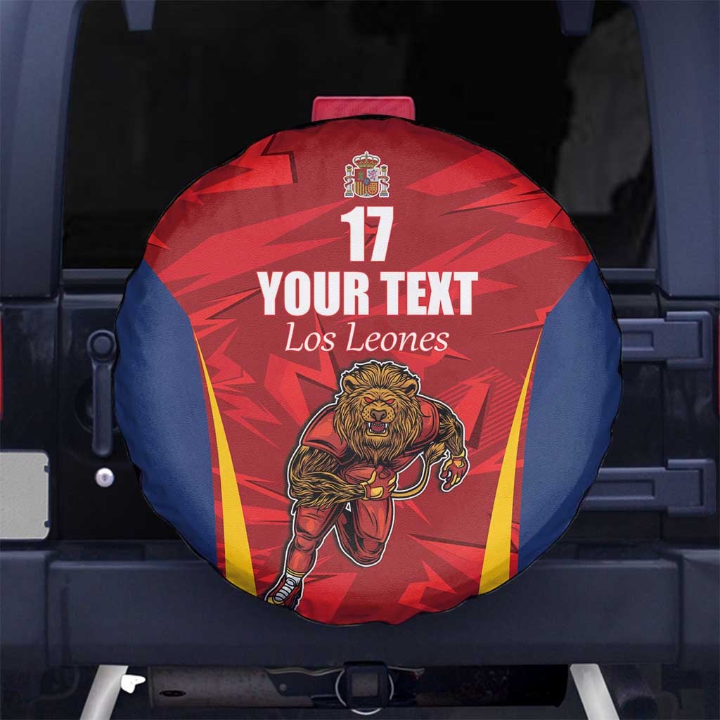 Custom Espana Rugby Spain Spare Tire Cover Lion Mascot Come on Los Leones Red Style